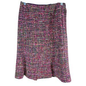 Talbots Size 4 Wool Blend Pink Tweed Flare Hem Knee Length Skirt